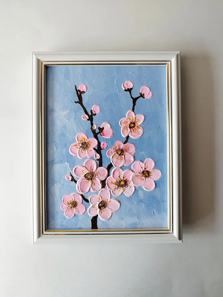Customized Cherry Blossom Acrylic Painting Sakura Art Wall Decor | Floral Art for your Home
